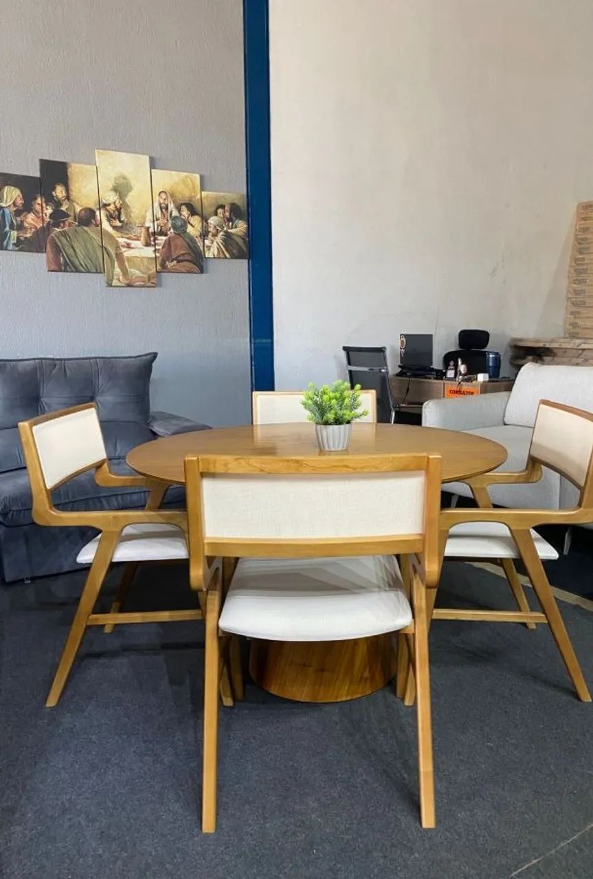 Mesa De Jantar Creta Redonda c 4 Cadeiras Liz - Forte Distribuidora - ENTREGA EM 24H - Foto 4
