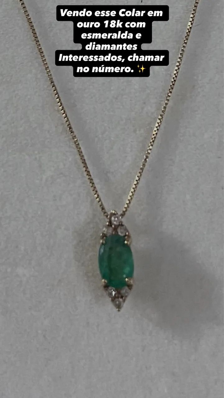 Colar de esmeralda com diamante