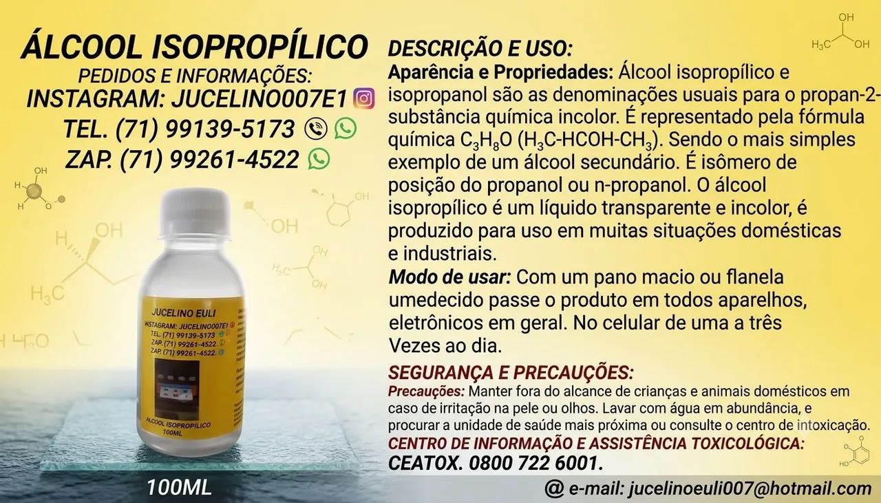  Álcool Isopropílico 99.8% Puro - 100ml e 1 Litro - Foto 2