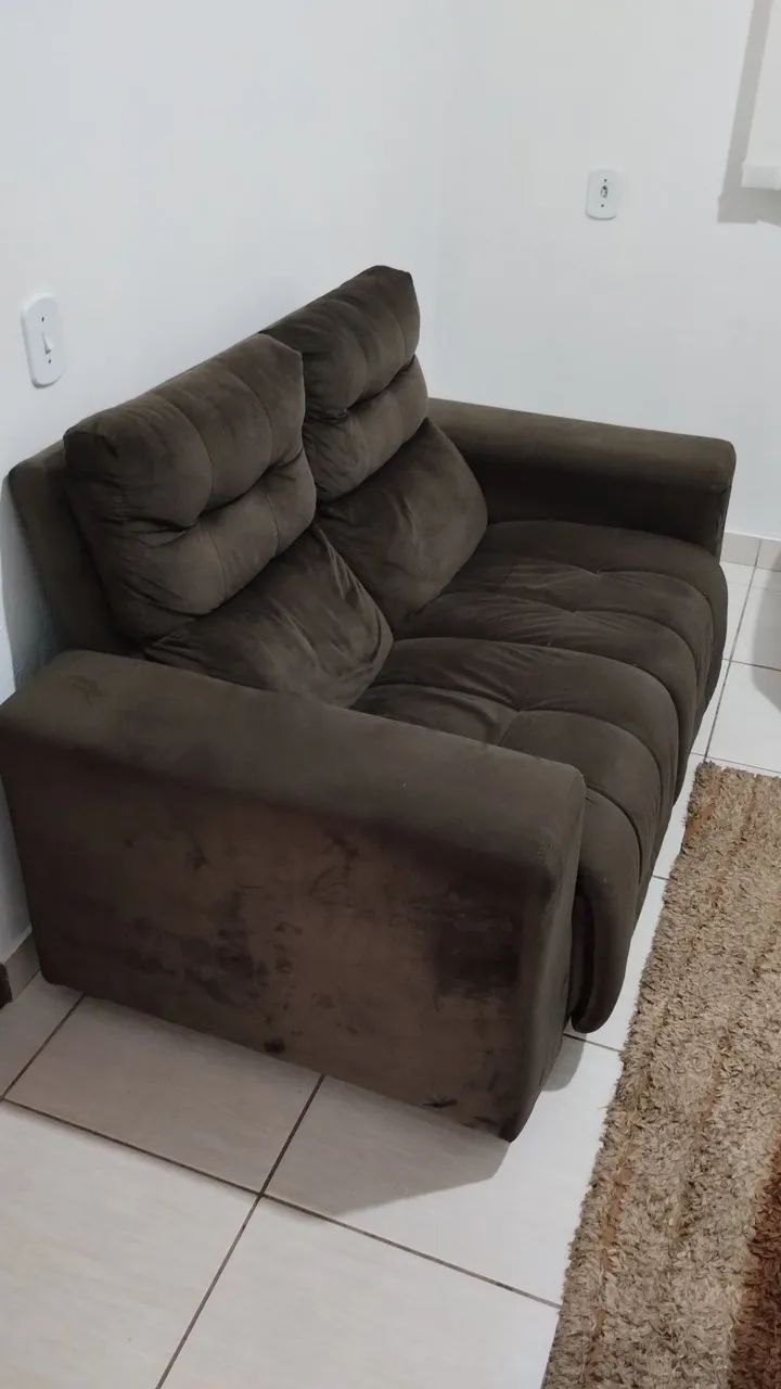 2 Sofás Suede Marrom Escuro - Foto 3