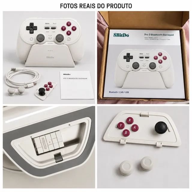 Controle 8BitDo Pro 3 Bluetooth 2.4G USB com Dock G-Classic - Foto 3