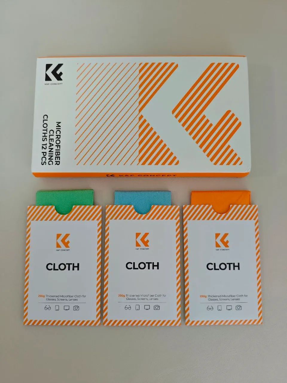 12 Panos Toalhas Lenços Microfibra Premium KF Concept 250GSM  