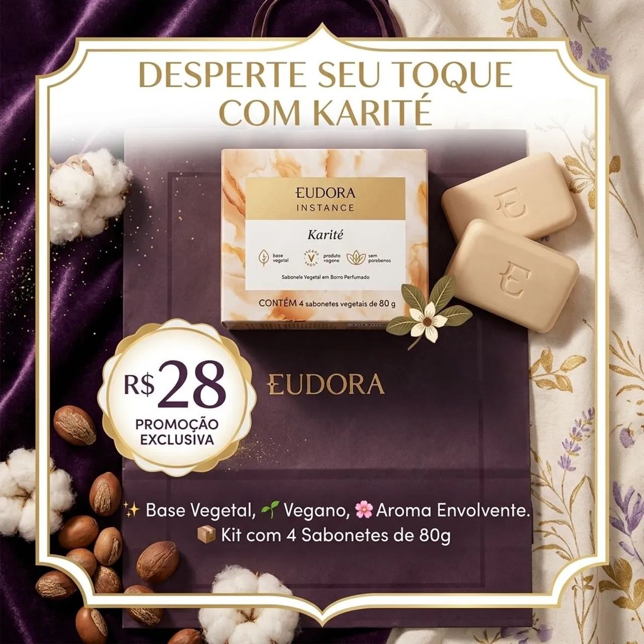 Sabonete em Barra Eudora Karité 