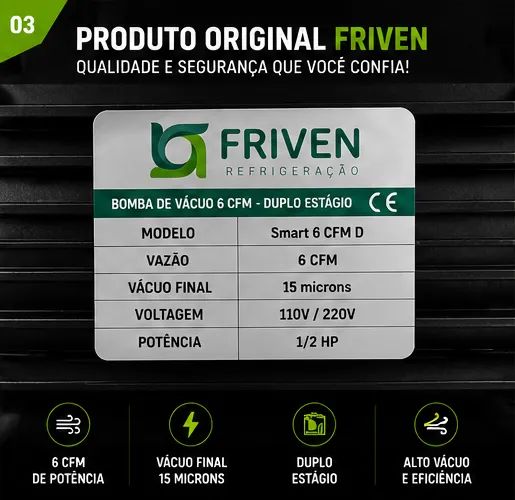 Bomba de Vácuo FRIVEN 6 CFM Duplo Estágio - Foto 5