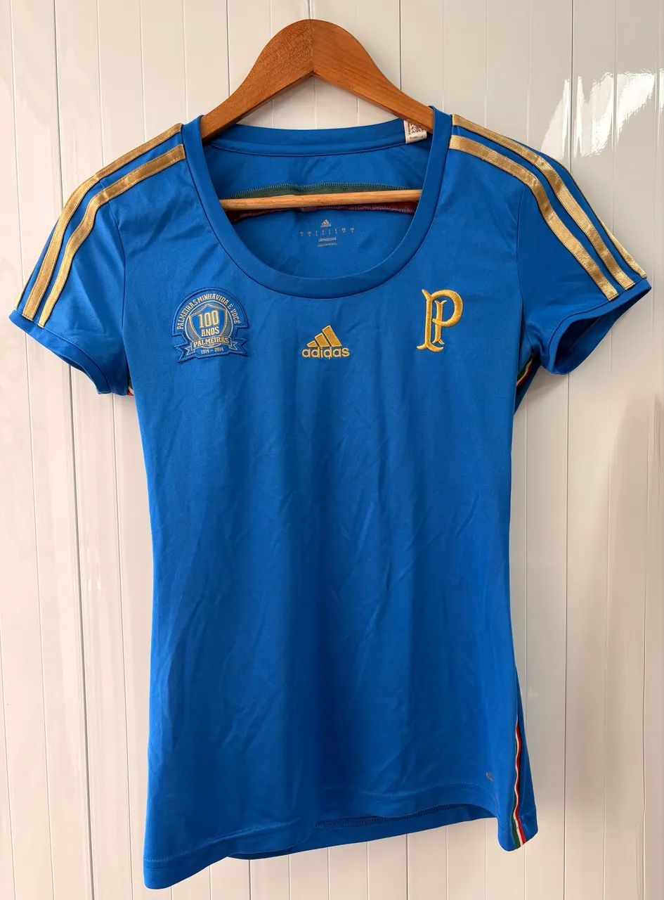Camisa RARA Palmeiras feminina Centenário azul oficial original Adidas tamanho P