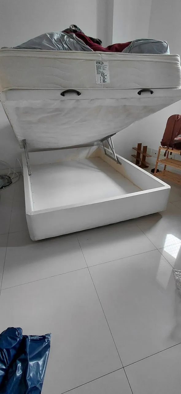 Cama Box Casal Baú e Colchão 