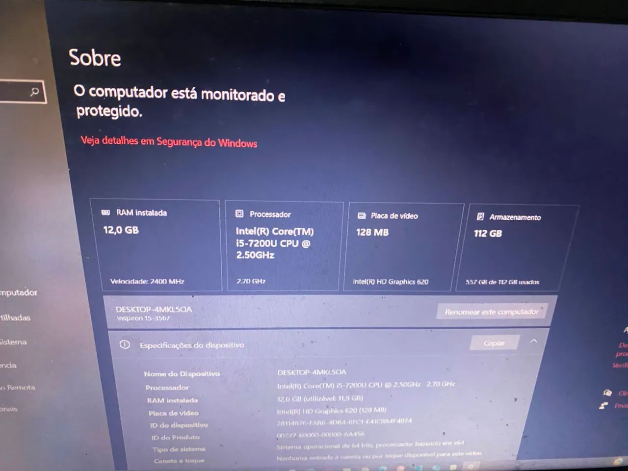 Notebook Dell Inspiron Core i5, 12GB RAM - Excelente para Estudo e Trabalho!