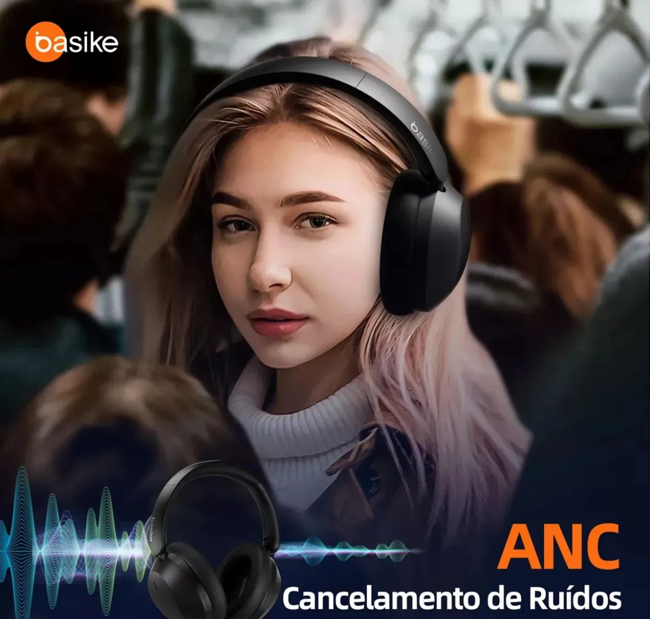  Headset Fone De Ouvido Basike Bluetooth Redução De Ruído Ba-fon192 - Preto - Foto 2