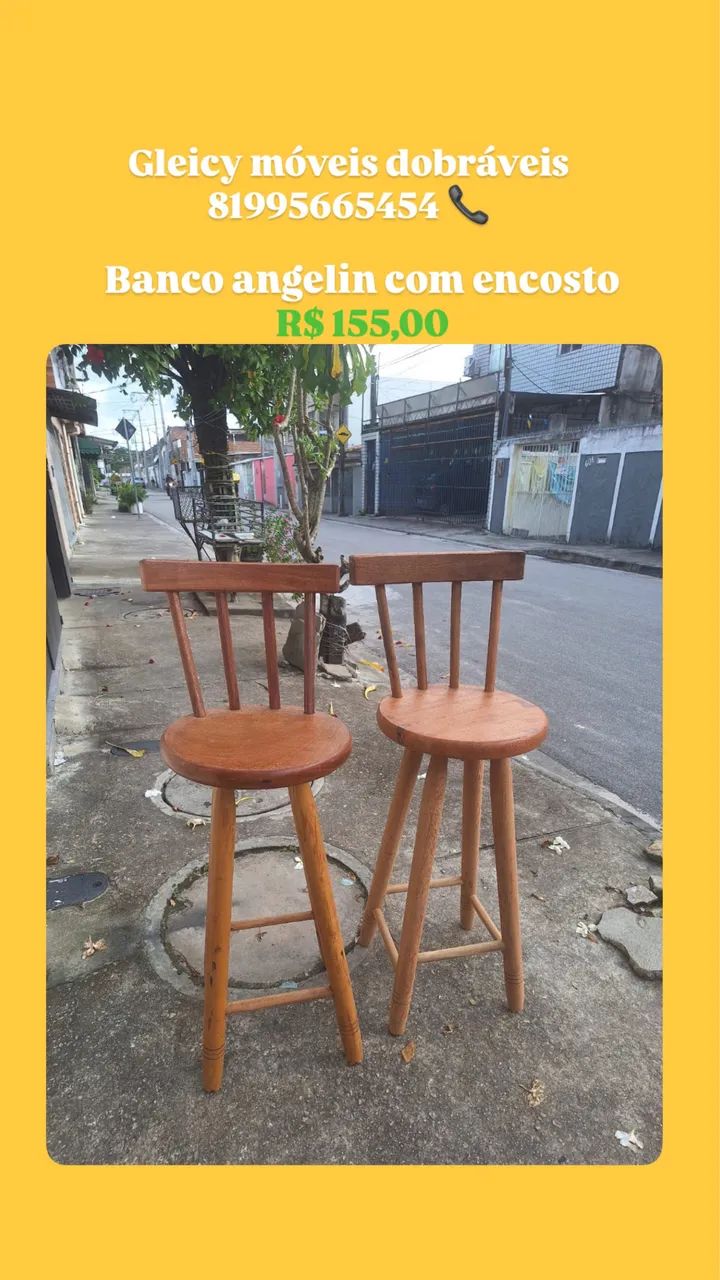 Banco angelin com encosto 155,00 cada