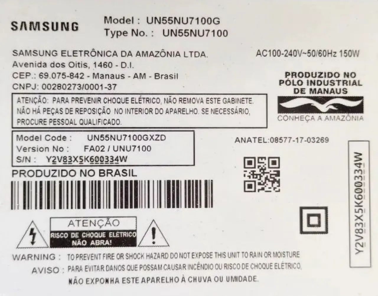Placa mãe com cabo power, E placa de fonte smart Tv Samsung 55 pol Model UN55NU71100G - Foto 4