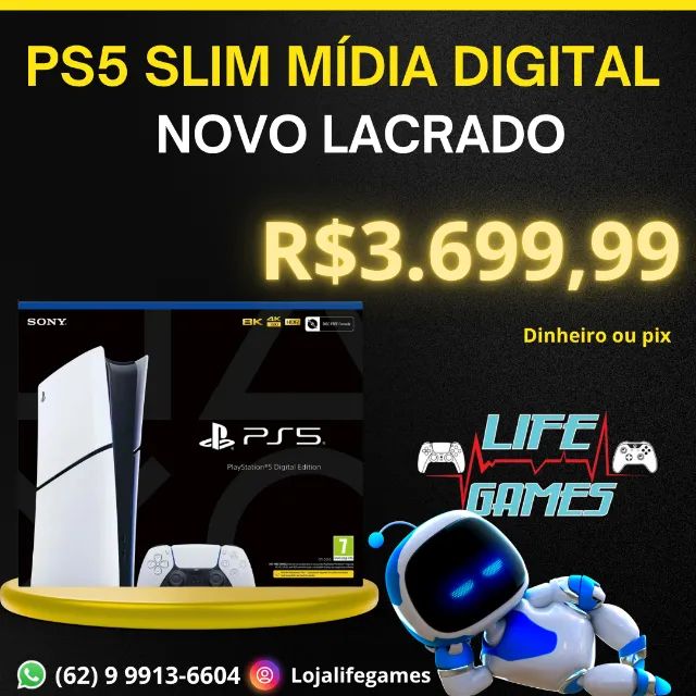 Playstation 5 Slim Mídia Digital Novo c/ garantia, loja física