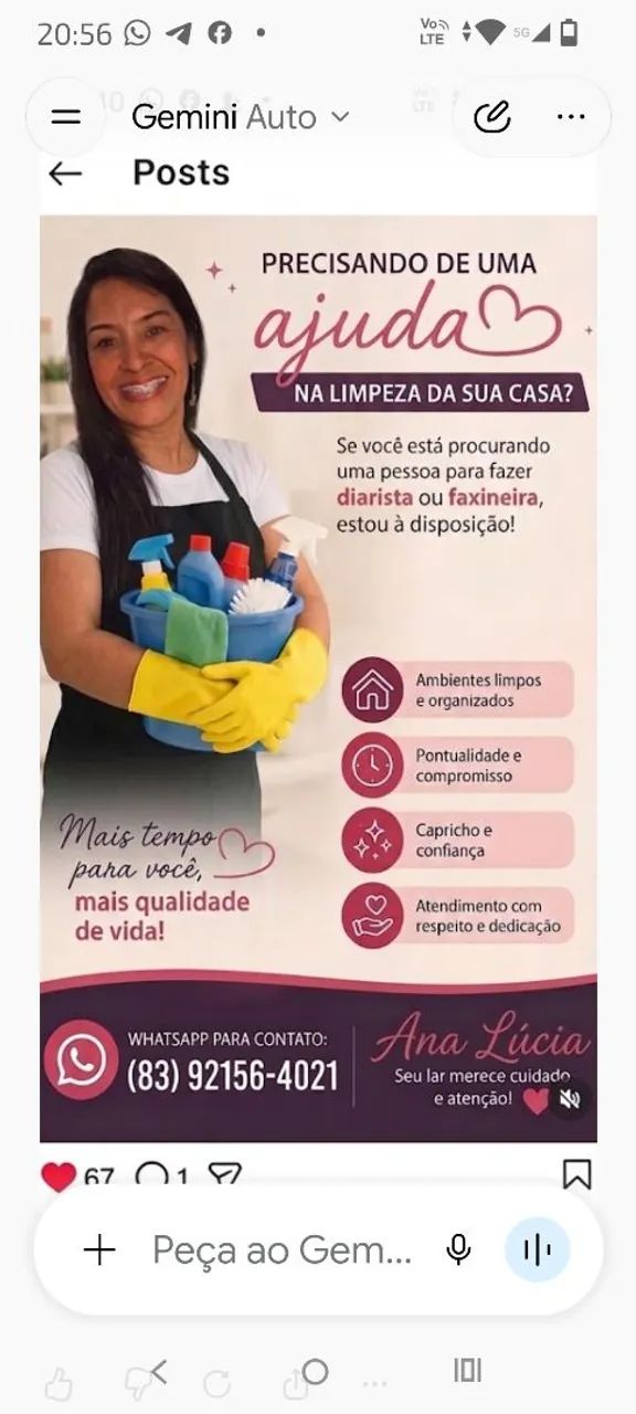 Faxina ou diária 