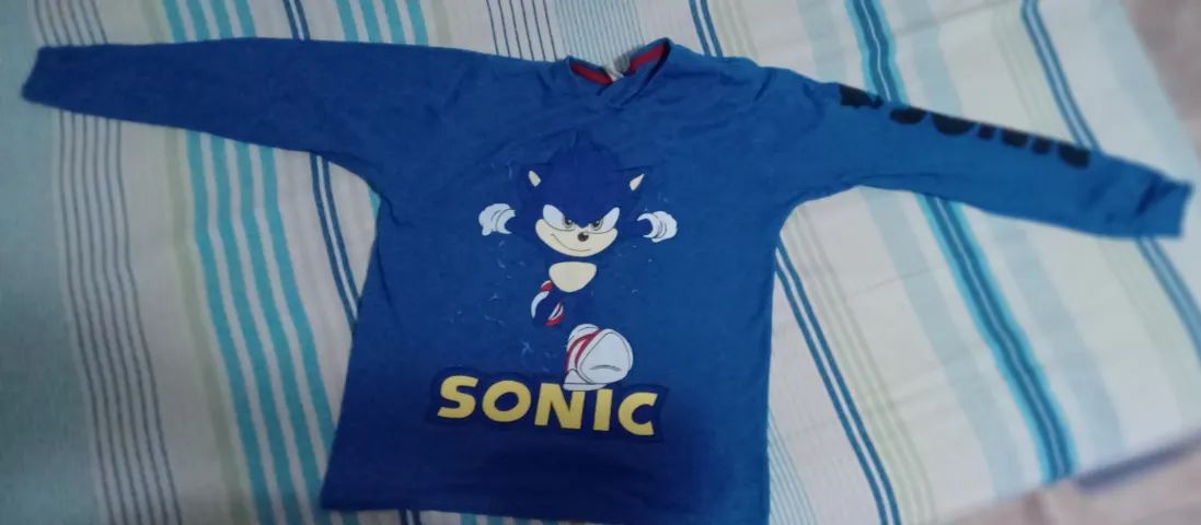 Blusa manga longa,azul,tamanho 12 [SONIC]