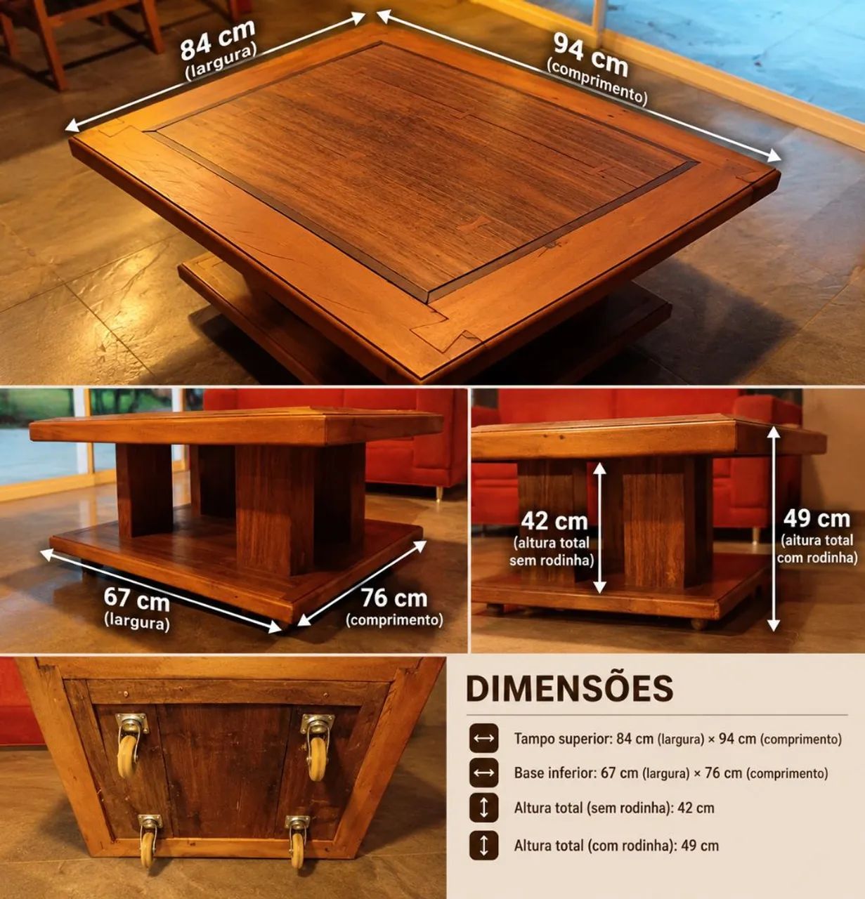 Mesa de centro madeira maciça - Foto 2