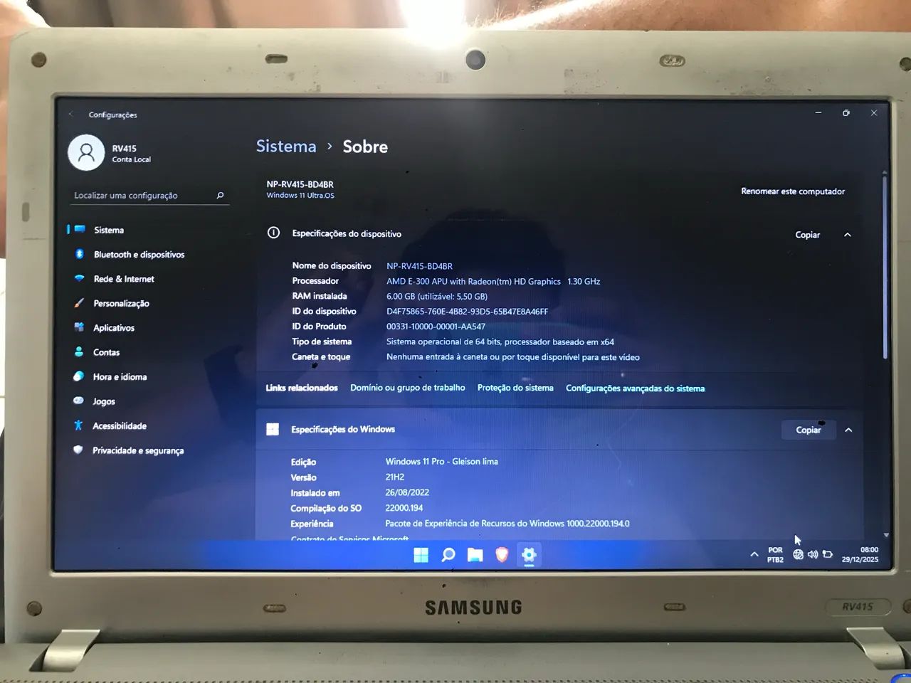 Notebook 6GB RAM