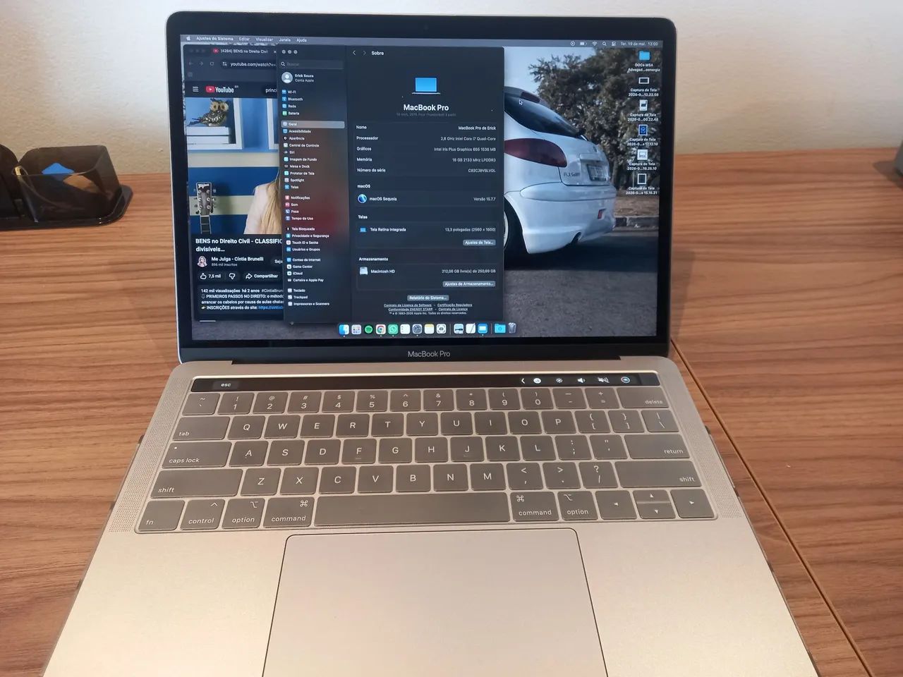 Macbook Pro 13 polegadas, i7, 16gb de memória RAM, 256gb de ssd