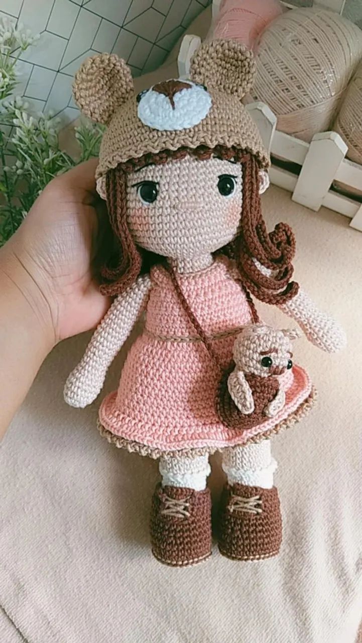 Boneca Amora e seu Ursinho Amigurumi / Crochê 