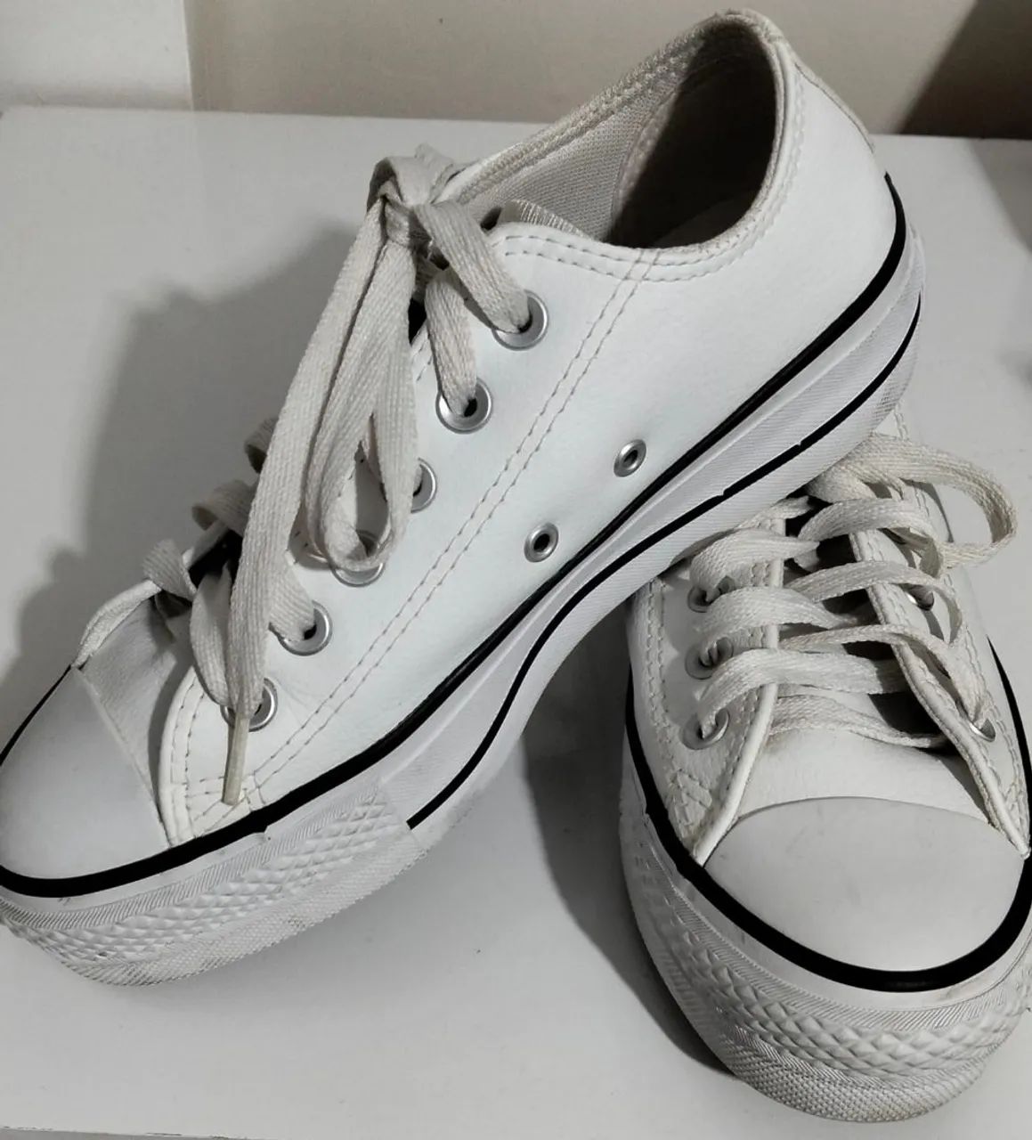 All star couro plataforma