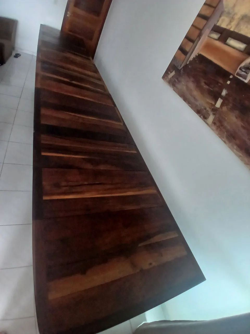 Mesa Elástica Rústica Madeira Maciça Imbuia usada - Foto 2