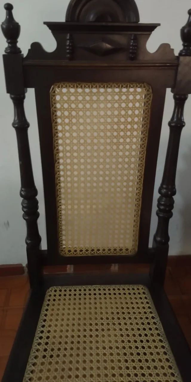  Cadeiras estilo Império com 6 cadeiras em palhinha - Antiguidade - Foto 2