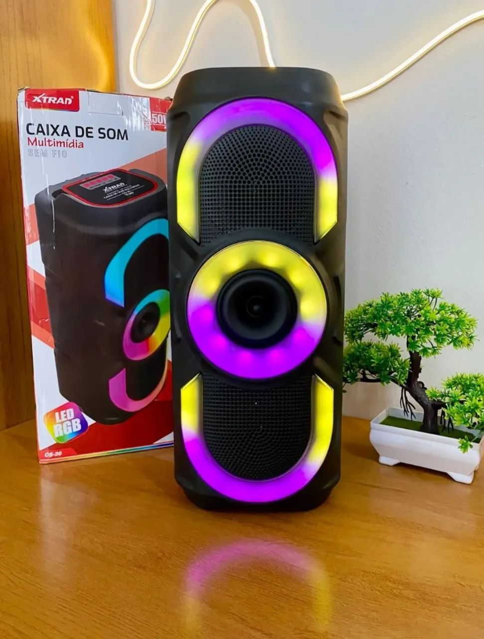 Caixa de Som | Rádio Bluetooth | LED RGB 