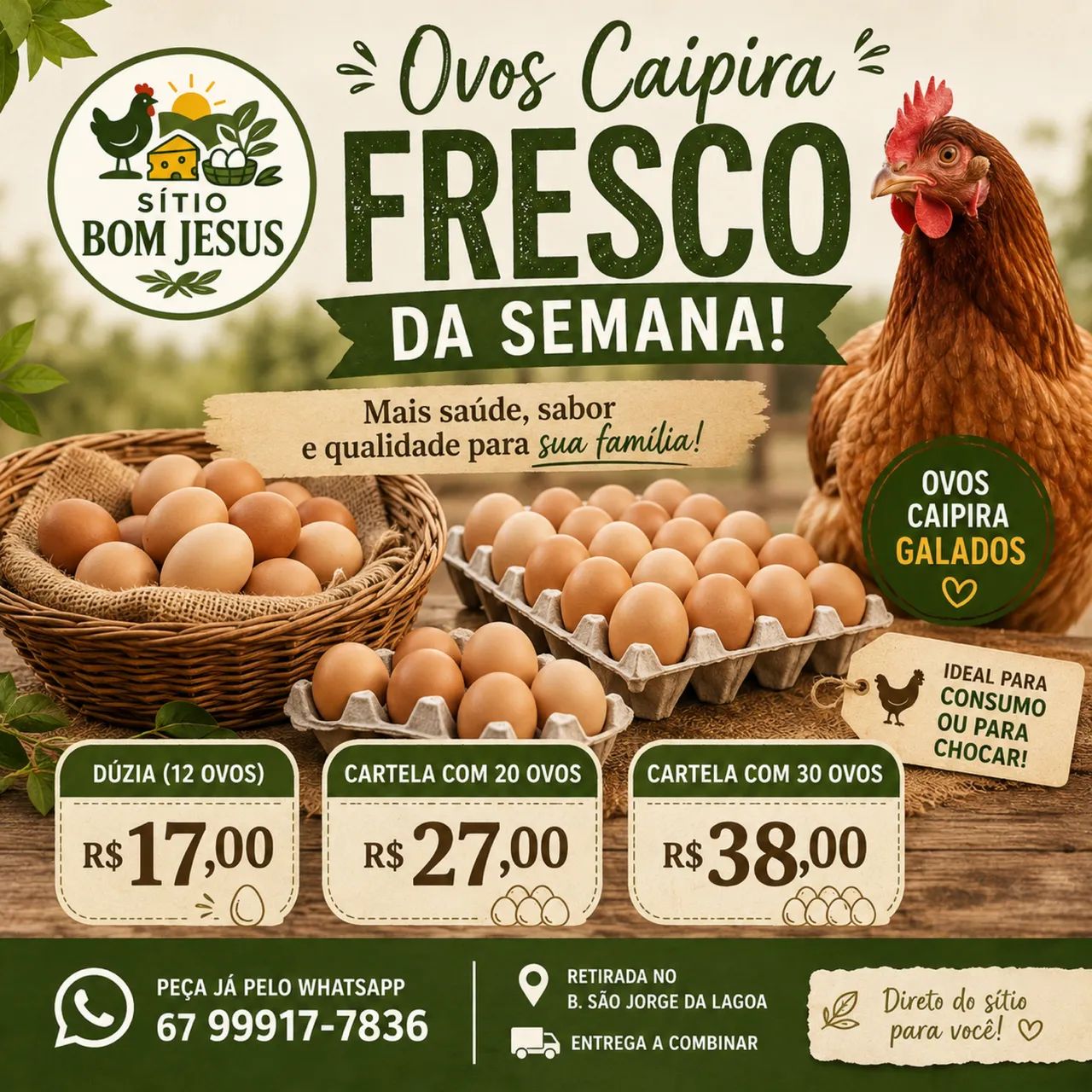 OVOS CAIPIRAS (Consumo/Galado)