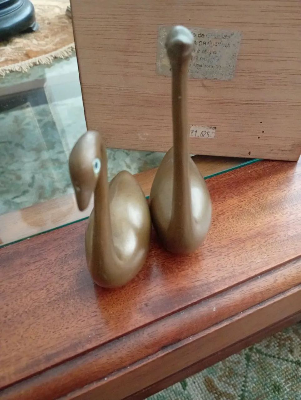 Cisnes de bronze, casal, vintage  - Foto 2
