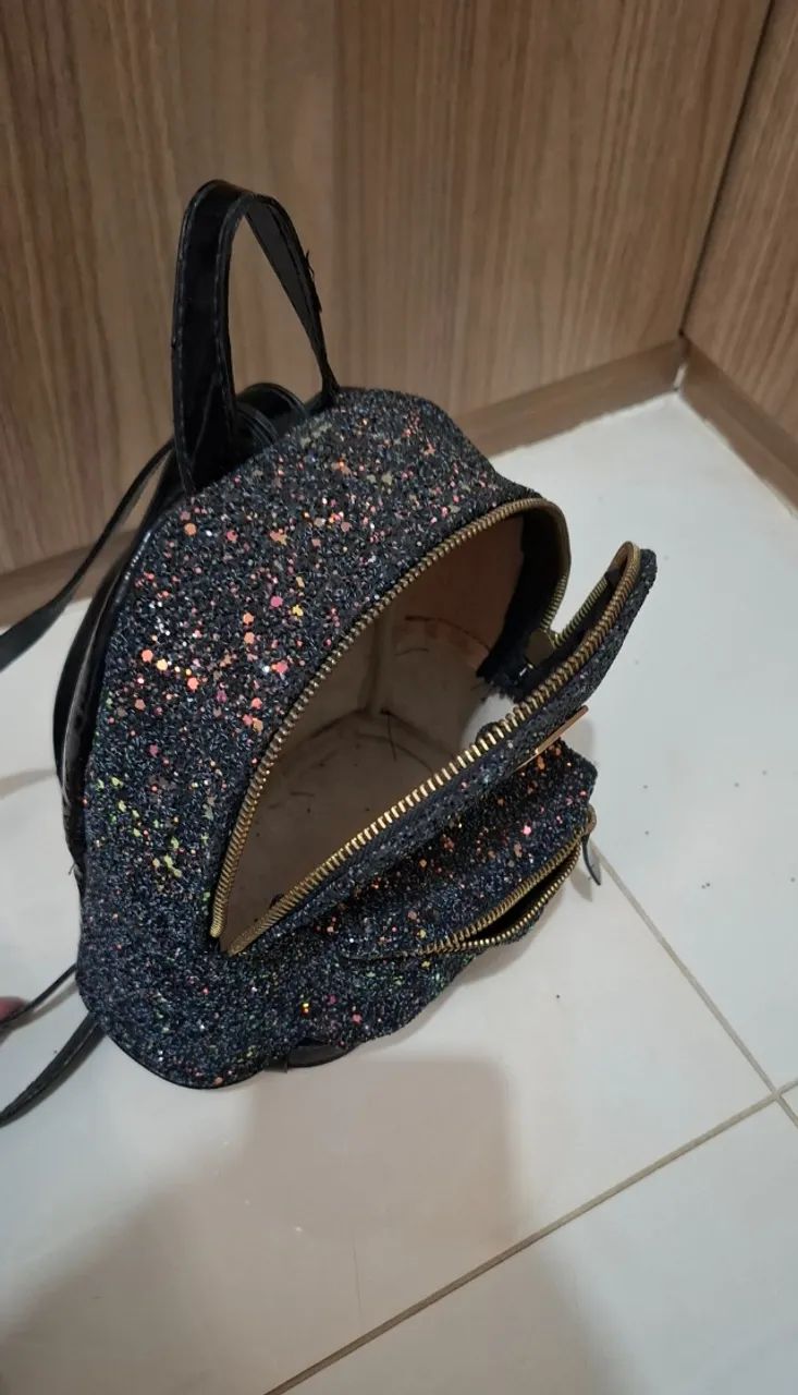 Mochila infantil Bibi preta de glitter  - Foto 3