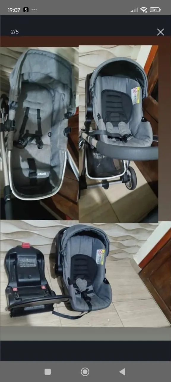 Carrinho de bebê e bebê conforto com base isofix 