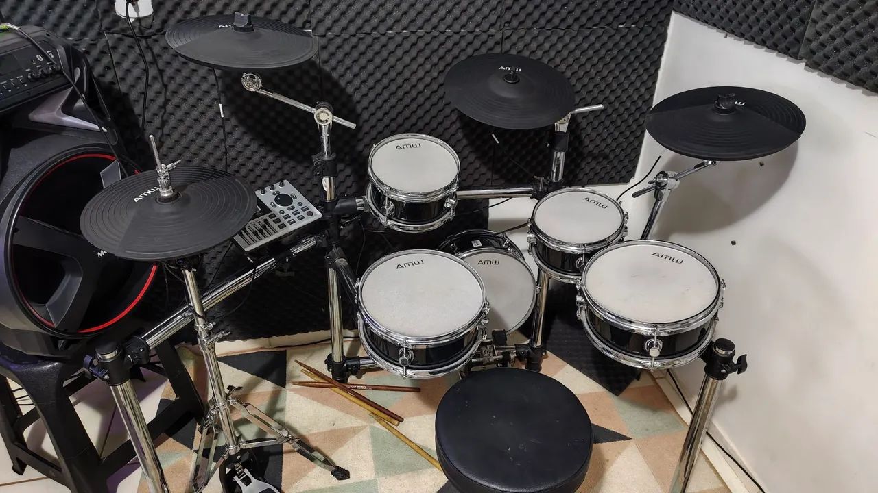 Bateria Eletronica AMW ED15 PRO + Caixa 700w + Interface de áudio - Foto 2