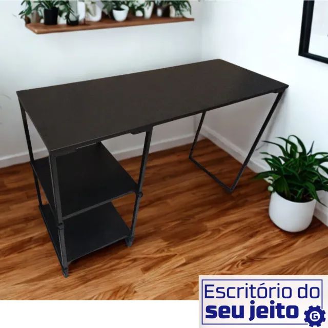 Escrivaninha 1,10m NOVO Mesa Industrial Multiuso para Escritório Computador Notebook Birô - Foto 4