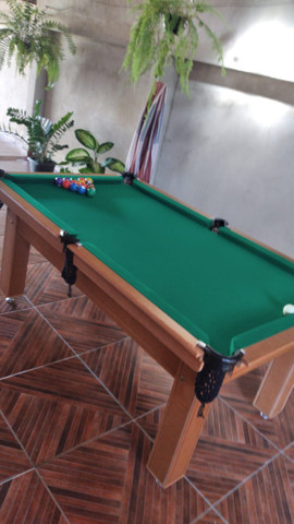 Mesa Tentação Sinuca Cor Cerejeira Tecido Verde Mod. MKYW4929 - Foto 3