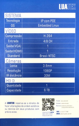 Kit NVR e 4 Câmeras Bullet 1.3mp Full Hd NVR Wireless Wifi Luatek LKK-2114 Novo na Caixa - Foto 3