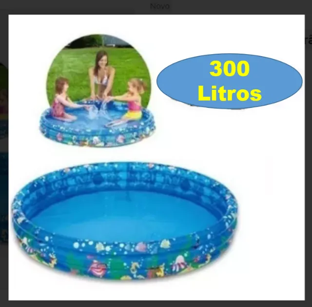 Piscina Inflável 300 Litros Infantil Grande 3 Aneis Verão