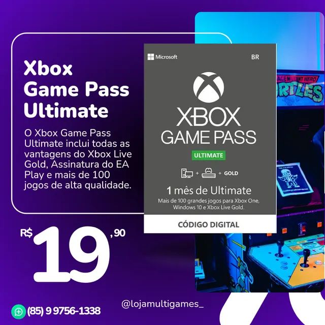 Cartão Xbox Game Pass Ultimate 3 Meses (Formato Digital)