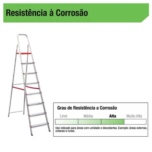 Escada Alumínio 8 Degraus 2,18m 120kg Prata - Foto 3