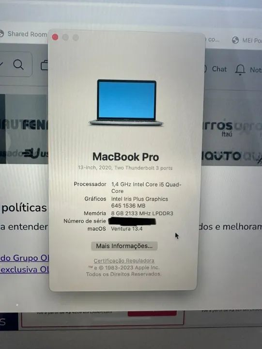 Macbook Pro 2020 256GB SSD Touchbar bem conservado - Foto 6