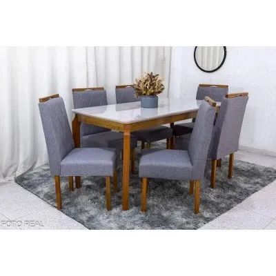 Mesa de Jantar 160×80 6 Cadeiras Diamante Linho rf54 - Foto 3