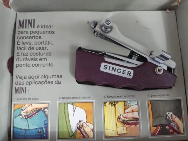 Mini máquina de costura super portátil Singer - anos 60~70 com caixa e manual - Foto 4