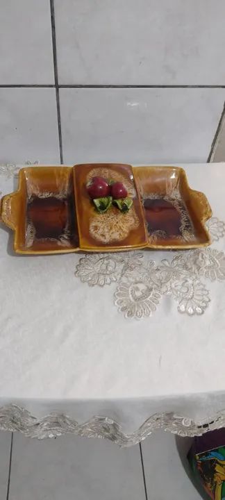 Bandeja de cerâmica vintage Americana 