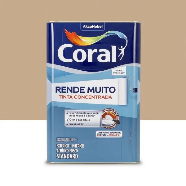 Tinta Acrílica Fosco Rende e Muito 16l Toque Camurça