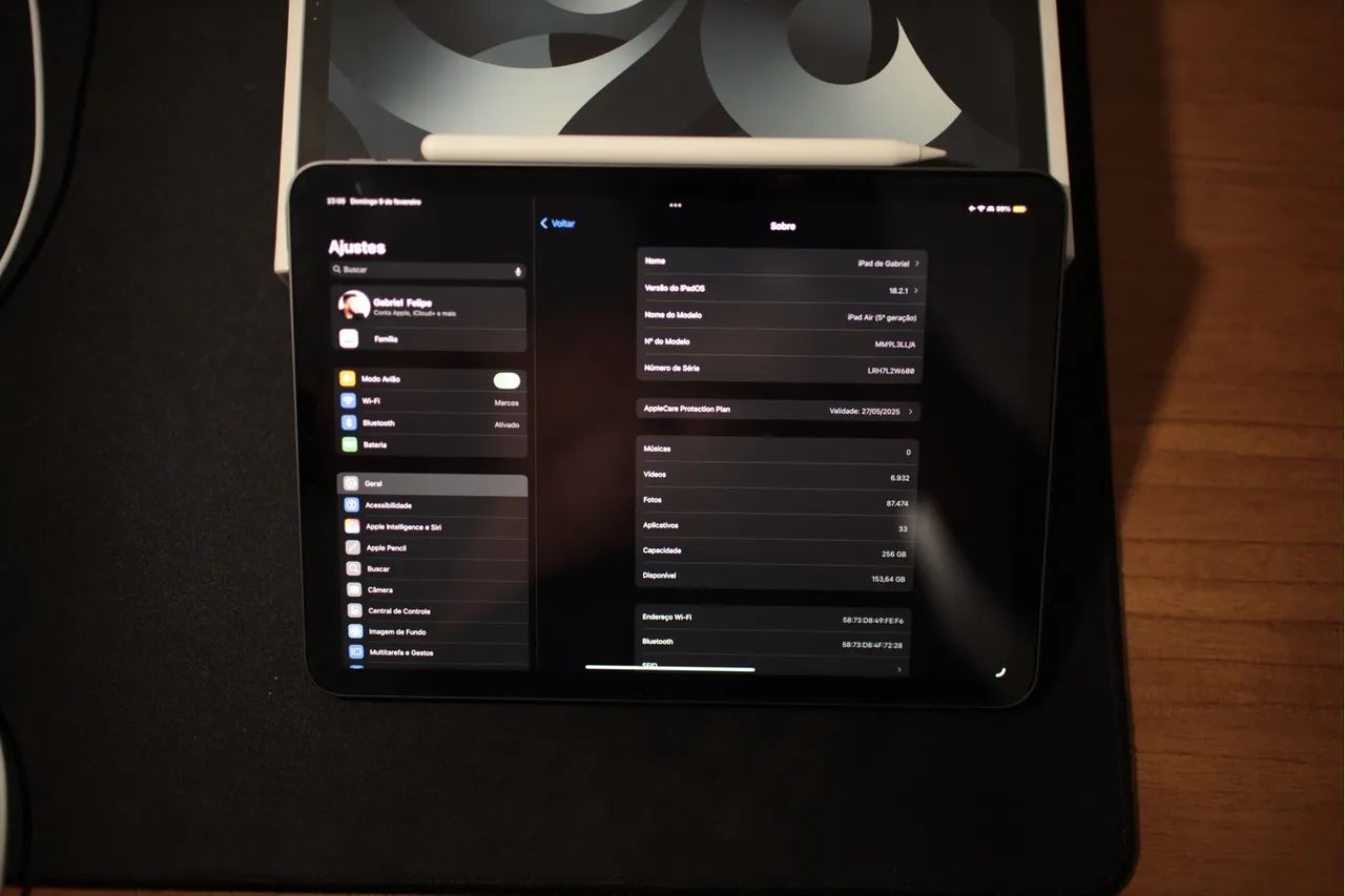 iPad Air 5 M1 256gb Preto com Apple Pencil 2