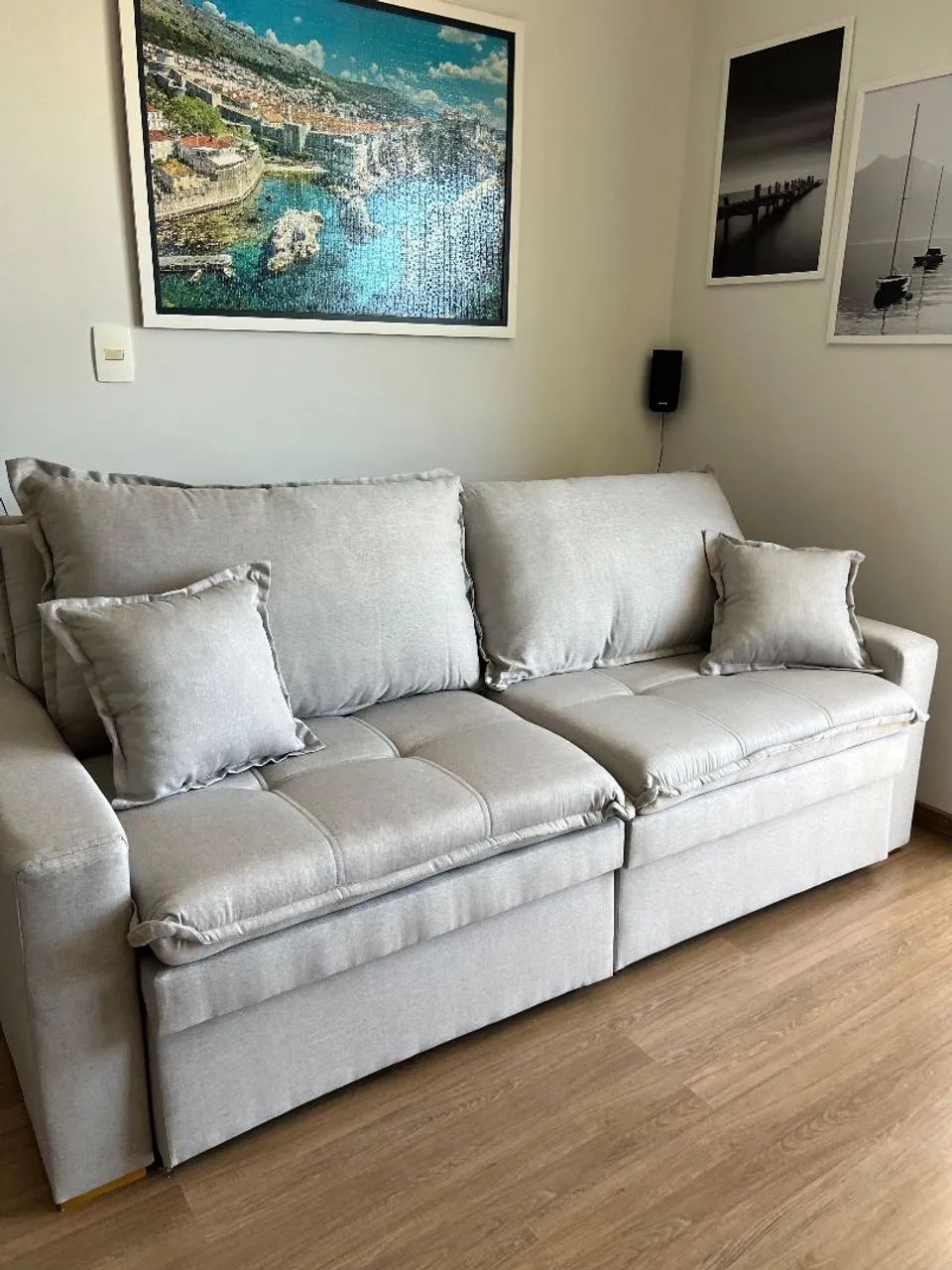 Sofá cama NOVO com baú em linho elegante e confortável  - Foto 2