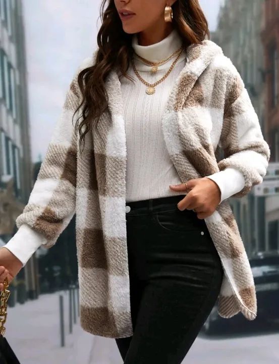 Casaco de Pelúcia Xadrez Feminino - Foto 4