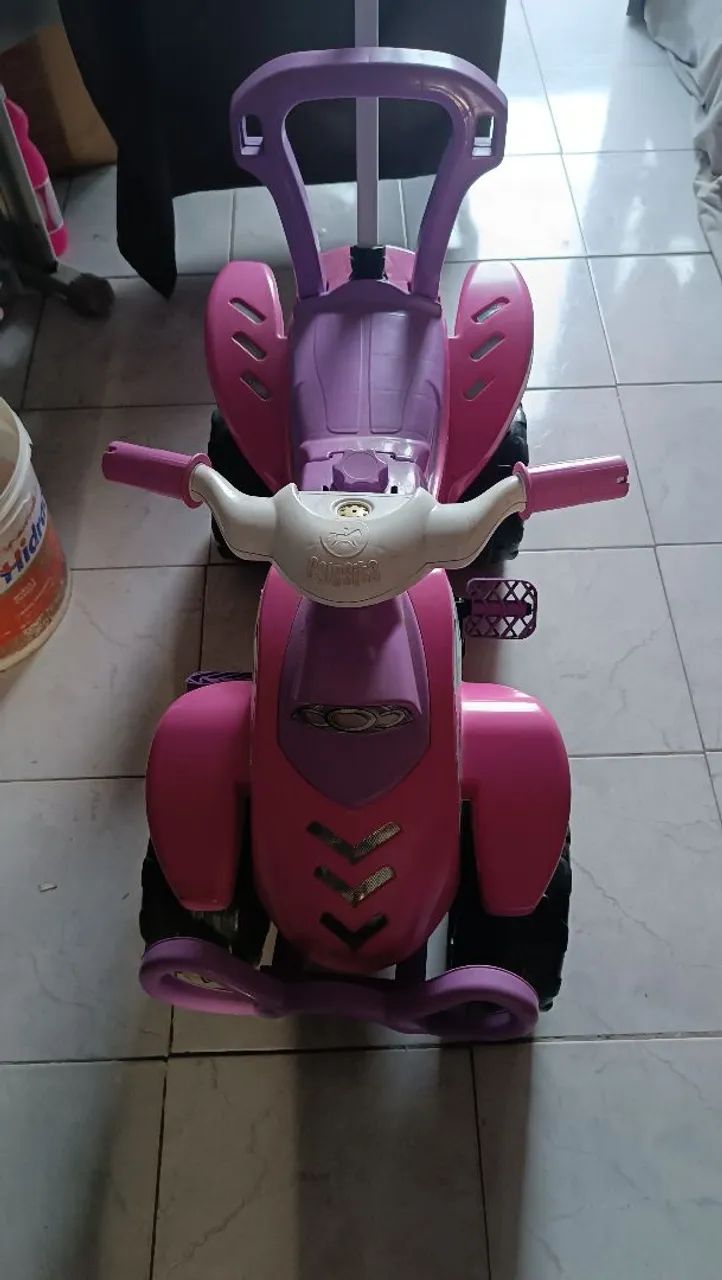 Mini Quadriciclo Infantil Rosa com Empurrador