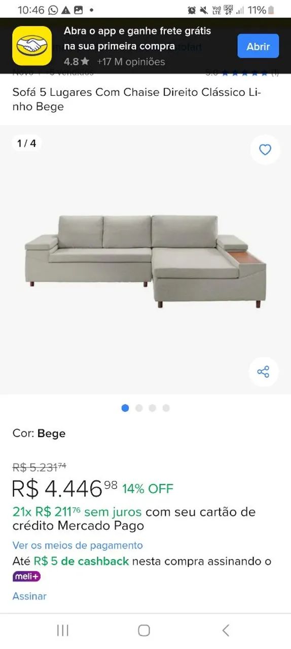 Sofá em linho 5 lugares - Foto 4