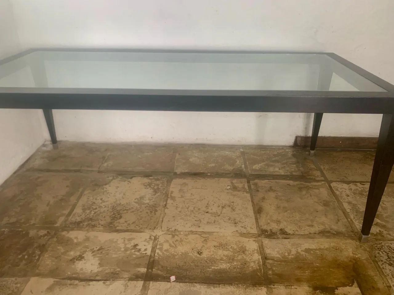 Mesa de jantar 8 lugares de Vidro Madeira de lei e pés calçados 2,00x0,90 - Foto 3