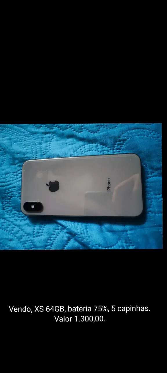 Vendo iPhone XS 64 GB, Bateria 75%, 5 capinhas.