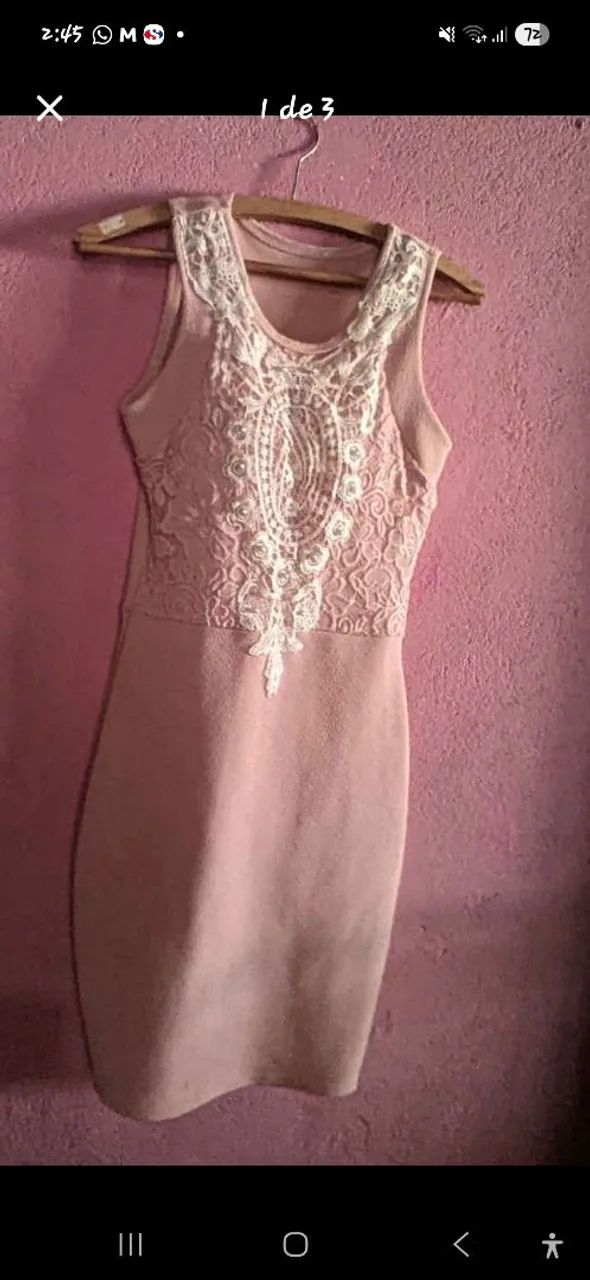 Vestido Rosê com Detalhes em Renda - Foto 2
