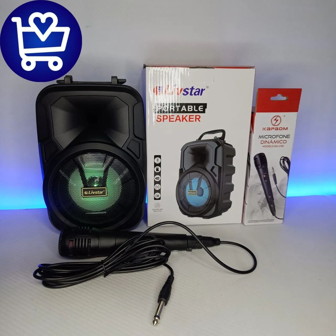 Caixa de Som Portátil Bluetooth Livstar com Microfone